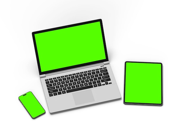 Mockup von Laptop, Tablet und Smartphone auf einem hellen Hintergrund