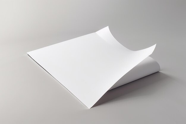 Mockup von leerem weißem Papier mit Curl im minimalistischen Stil