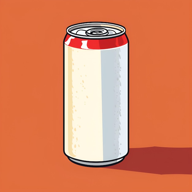 Mockup Weiße Getränkedose auf orangefarbenem Hintergrund Illustration im Pop-Art-Stil-Banner