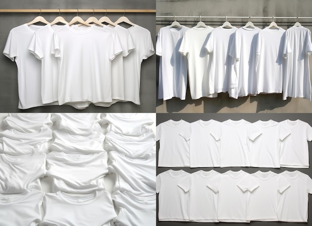 Mockup White Mock Te Shirts Foto stock no estilo de camadas