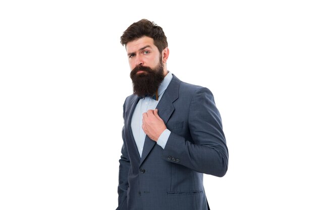 Moda y cuidado de la barba Moda masculina en la oficina de negocios Empresario en traje formal Hombre con barba Hombre barbudo Hipster maduro con barba Hombre brutal seguro Negocios Empresario moderno