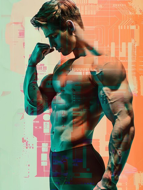 Foto moda de modelo masculino musculoso com meias de compressão e sem mangas t collage sport concept idea