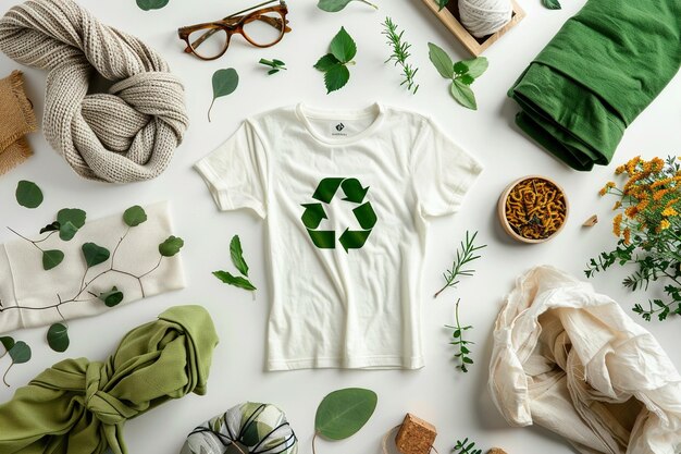 Foto moda eco-consciente con íconos para la ma generativa sostenible ai