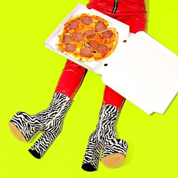 Moda Fast Foot diseño creativo arte minimalista Pizza Lover Food concepto porno