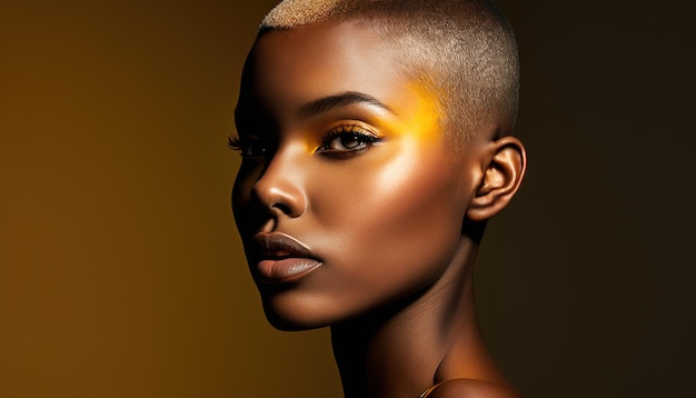 Moda mulher negra com penteado careca generativo ai