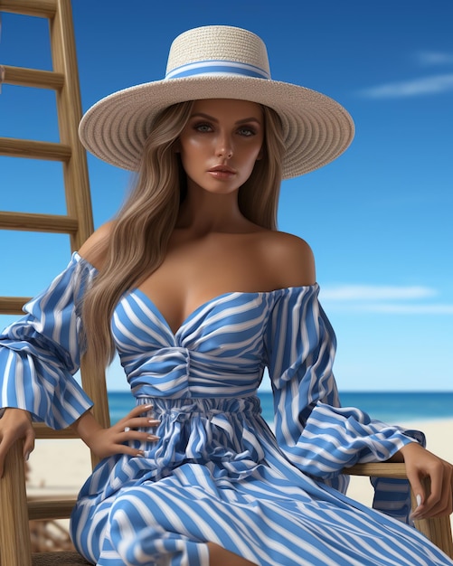 Moda de verano azul y blanca