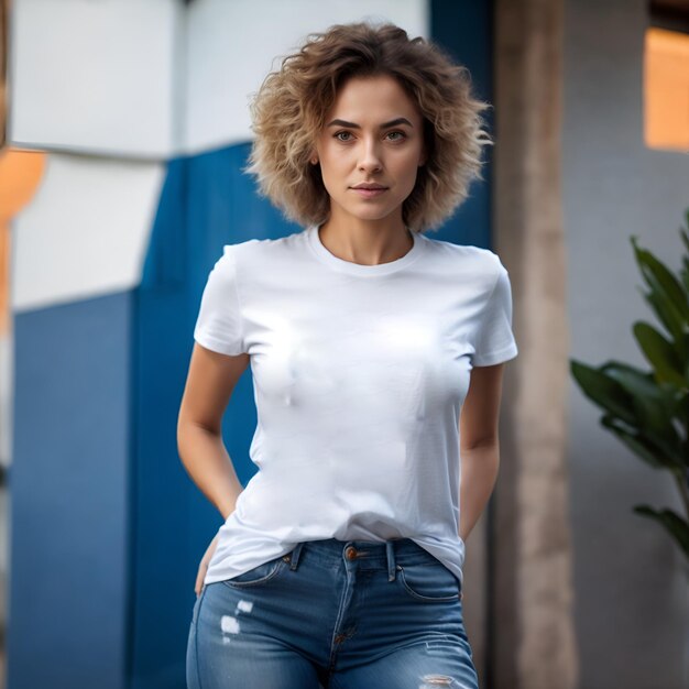 Foto modal-t-shirt-mockup für frauen