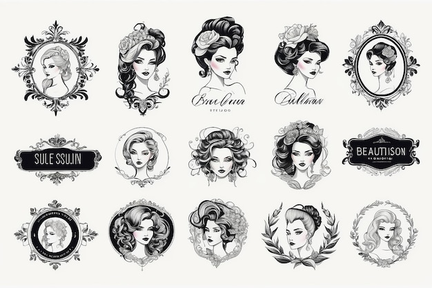 Mode- und Schönheitssalon-Studio-Boutique-Logo und Emblemkollektion