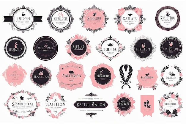 Mode- und Schönheitssalon-Studio-Boutique-Logo und Emblemkollektion