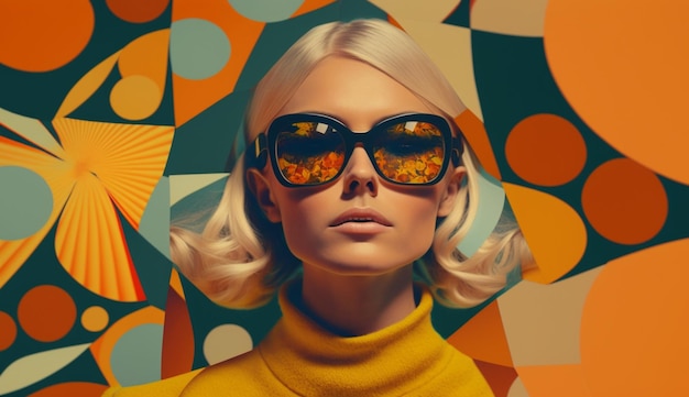 Foto modeblonde frau mit trendiger sonnenbrille ai generativ