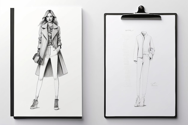 Foto modedesign-sketch-mockup