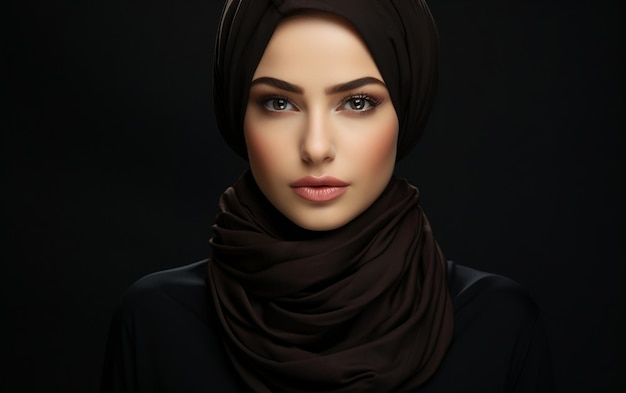 Model mit schwarzem Hijab KI