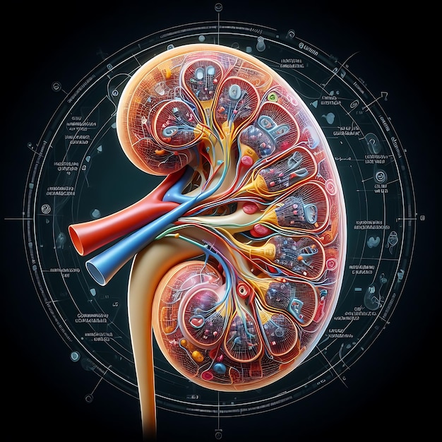 Foto modelación en 3d del riñón