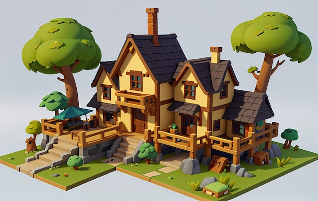 modelado de casas de madera