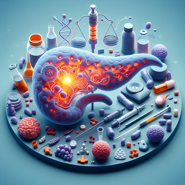 Foto modelagem 3d de micro-fotografia do pâncreas