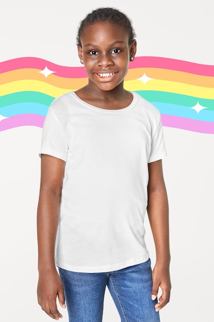 Modelagem de camiseta casual para raparigas png