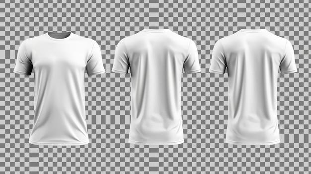 Foto modelagem de camiseta com mangas brancas homens39s camiseta de mangas curtas modelo moderno vista dianteira e traseira desenho de vestuário em branco para homens roupas esportivas roupas casuais isoladas em fundo transparente