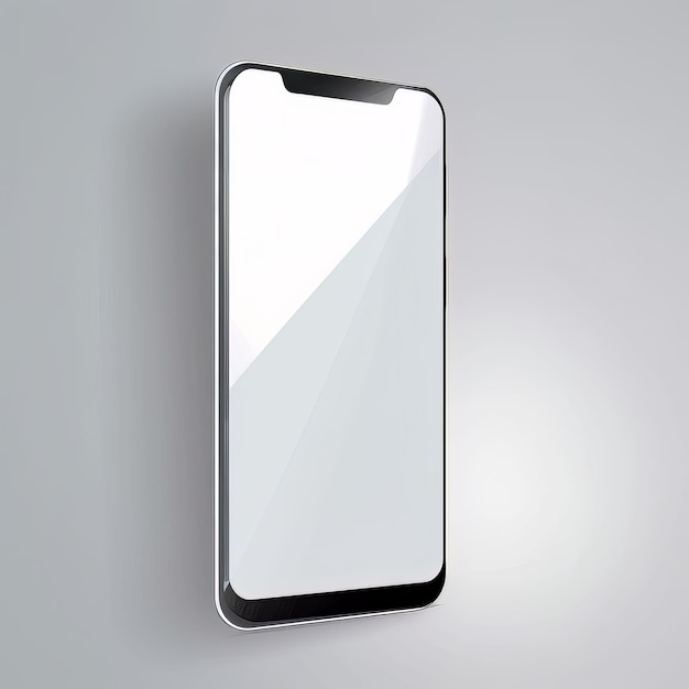 Foto modelagem de ecrã branco de smartphone isolado em fundo branco criado com tecnologia de ia generativa