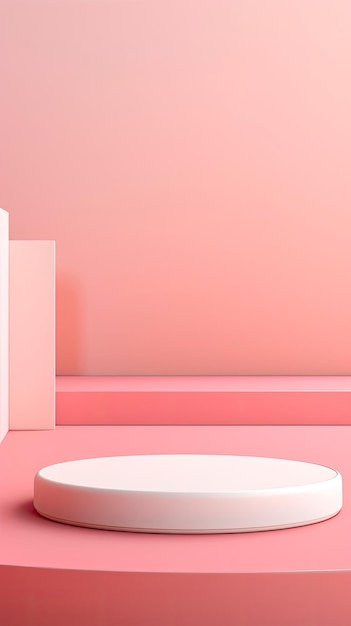Modelagem de fundo minimalista rosa com pódio para exibição ou vitrine de colocação de produtos
