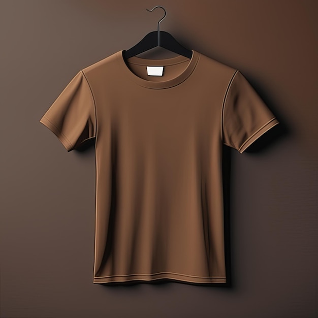 Modelagem de moda camiseta marrom em branco
