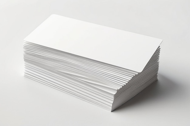 Modelagem de pilha de fãs de cartões de visita em fundo de papel texturizado branco