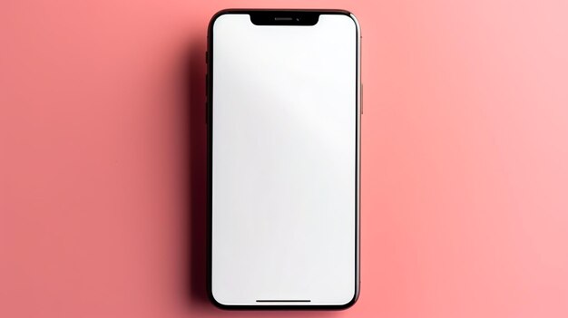 Modelagem de smartphone com tela branca em branco em fundo rosa