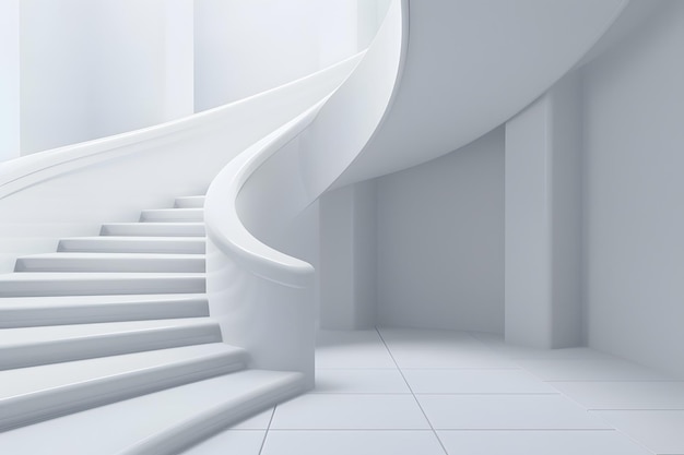 Modelagem de uma grande escada de mármore branco vazio