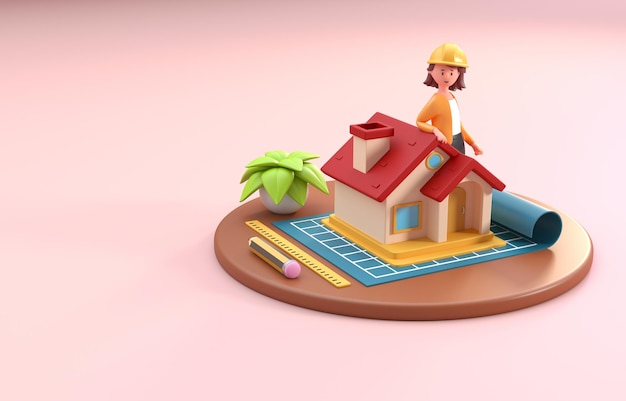 Modell einer 3D-Illustration eines Hauses