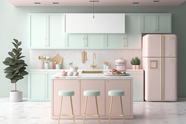 Modell einer Kücheneinrichtung in sanften Farben