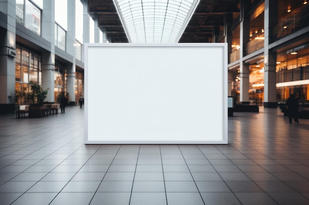Foto modell einer weißen, leeren werbetafel im einkaufszentrum generative ai