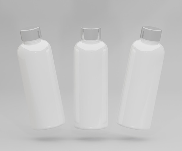 Modell einer weißen Wasserflasche auf einem offweißen Hintergrund