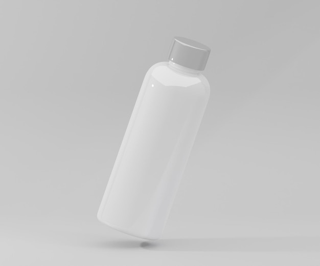Modell einer weißen Wasserflasche auf einem offweißen Hintergrund
