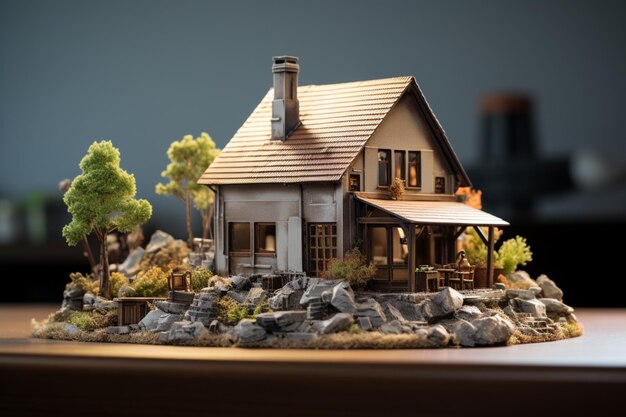 Modell eines Hauses in einer künstlerischen Darstellung