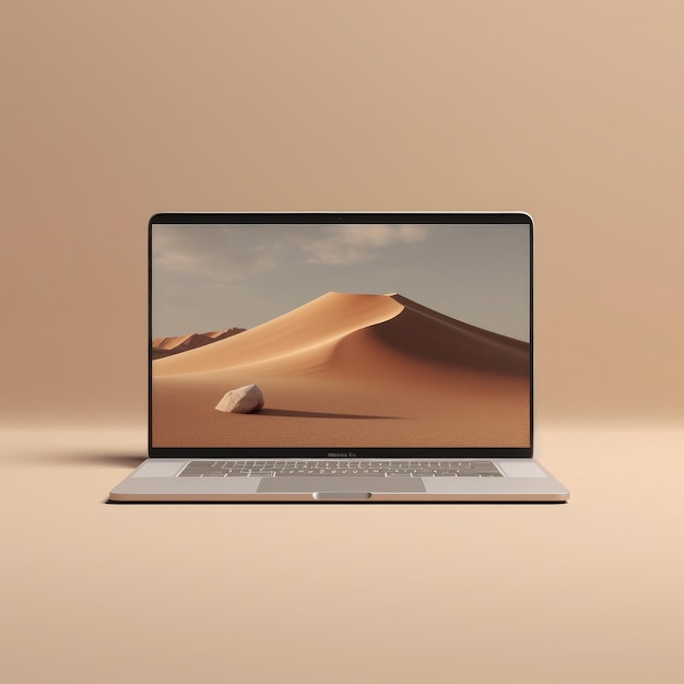 Foto modell eines laptops im digitalen kunststil mit klarer, heller studiobeleuchtung von generative ai