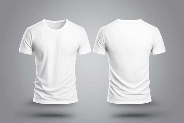 Modell eines leeren königlichen weißen T-Shirts lokalisiert auf weißem Hintergrund.