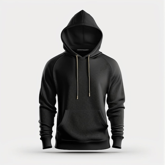 Foto modell eines leeren schwarzen hoodies auf einem hintergrund.