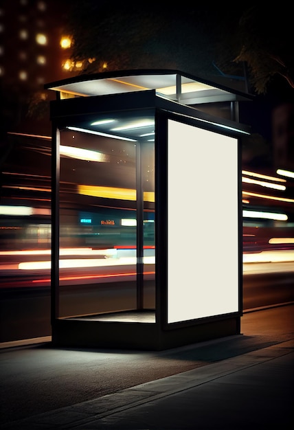 Modell eines leeren Werbeleuchtkastens an der Bushaltestelle Generative KI