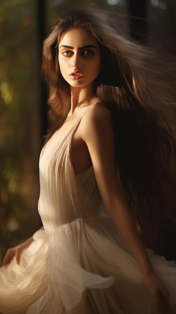 Modell eines Models mit langen Haaren