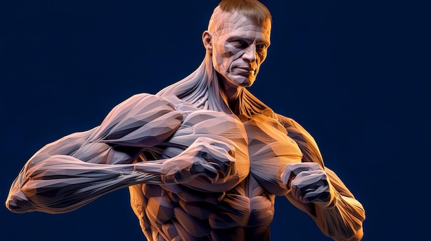 Foto modell eines muskulösen mannes in kreativer form