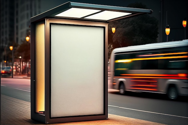 Modell eines Werbeleuchtkastens an der Bushaltestelle