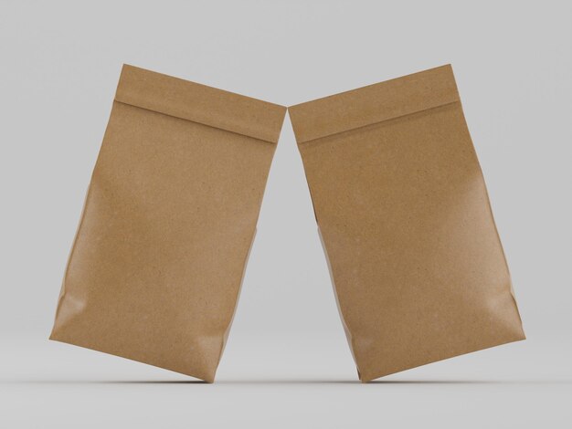 Modell von braunen Papiertüten für Lebensmittelprodukte