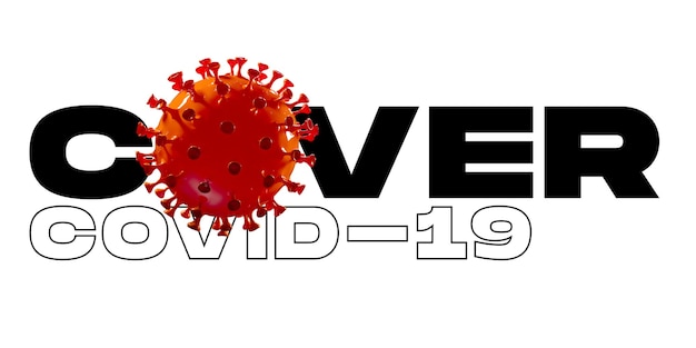 Modell von COVID-19 in Word COVER auf weißem Hintergrund, Konzept der Pandemieausbreitung, Virus 2020, Medizin, Gesundheitswesen. Weltweite Epidemie, Quarantäne und Isolation, Schutz. Exemplar.