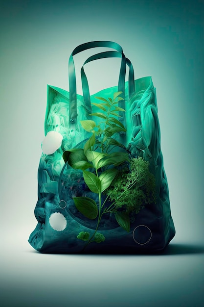 Modell von recycelbaren Taschen aus Kunststoff Generative KI