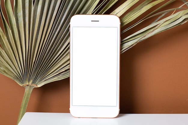 Modellbild-Mobiltelefon mit leerem weißen Bildschirm.