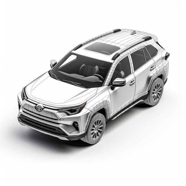 Modelo 3D altamente realista do Toyota Highlander 2020 em vista isométrica