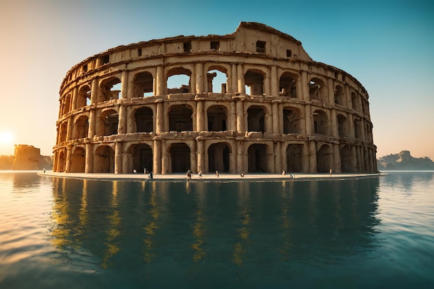 Foto un modelo 3d de un anfiteatro romano.