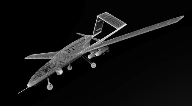 Foto modelo 3d de avión no tripulado de combate