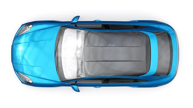 Modelo 3d azul de um SUV esportivo em um corpo de cupê em uma renderização 3d de fundo branco