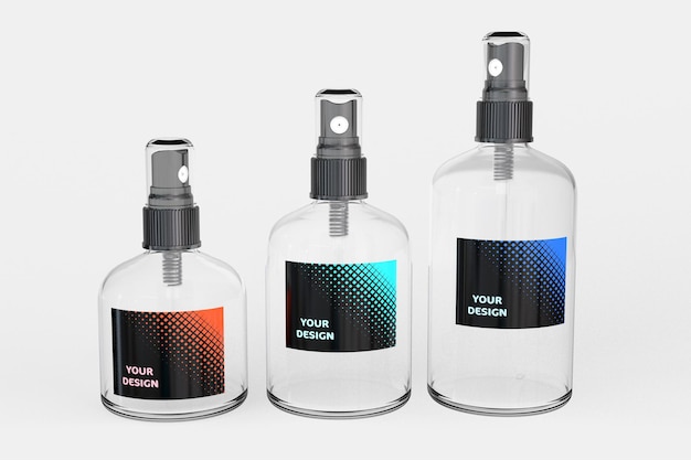 Foto modelo 3d de las botellas de spray de perfume