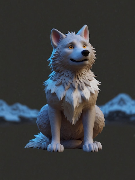 Modelo 3D cautivador de lobo